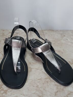 Vionic Cora Metallic Silver Thong Sandals - Women's Comfort Size 10